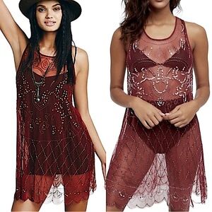 FREE PEOPLE: Free People Verona Lace Beaded Slip Dress -Size XS